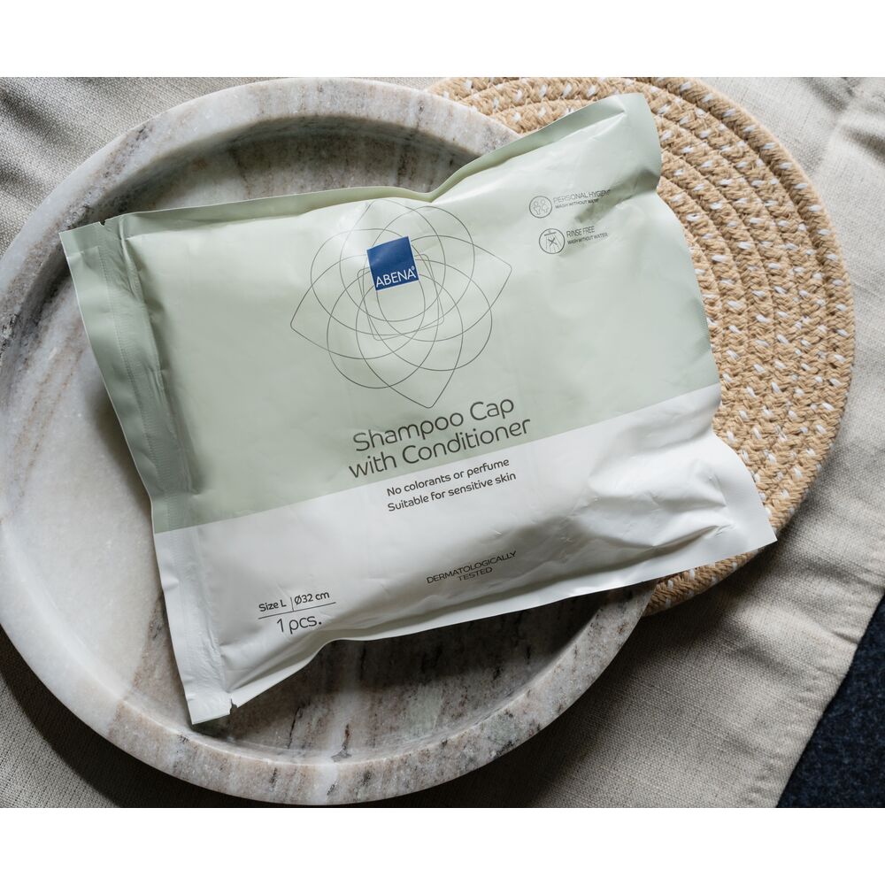 ABENA Cască 2în1 Pentru Spalarea Părului Fără Apă Cu Sampon Si Balsam Nu Contine Coloranti Si Parfumant Ø 32 cm 1 buc