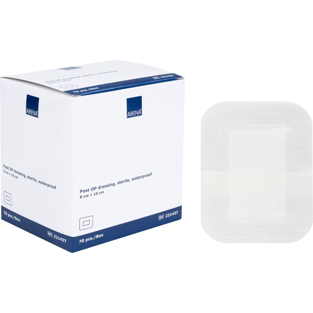 ABENA Plasturi Sterili Post-OP Impermeabili Antibacterieni 8 x 10 cm 70 buc