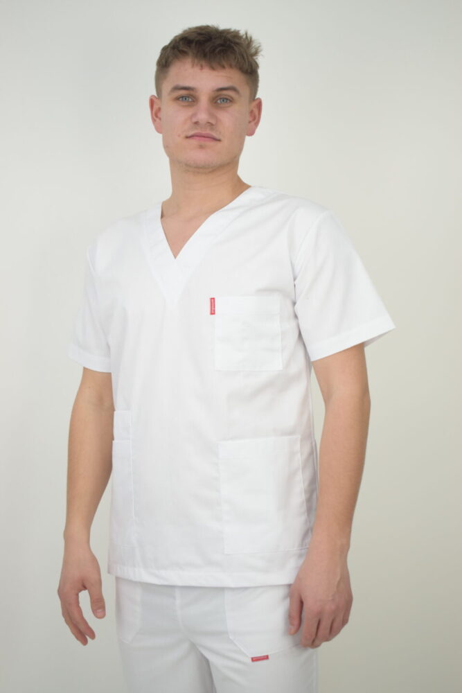 Uniforma Unisex Croiala Simpla Dreapta Alba