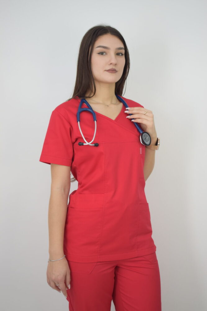 Uniforma Pentru Femei D06 Rosu Cu Pantaloni