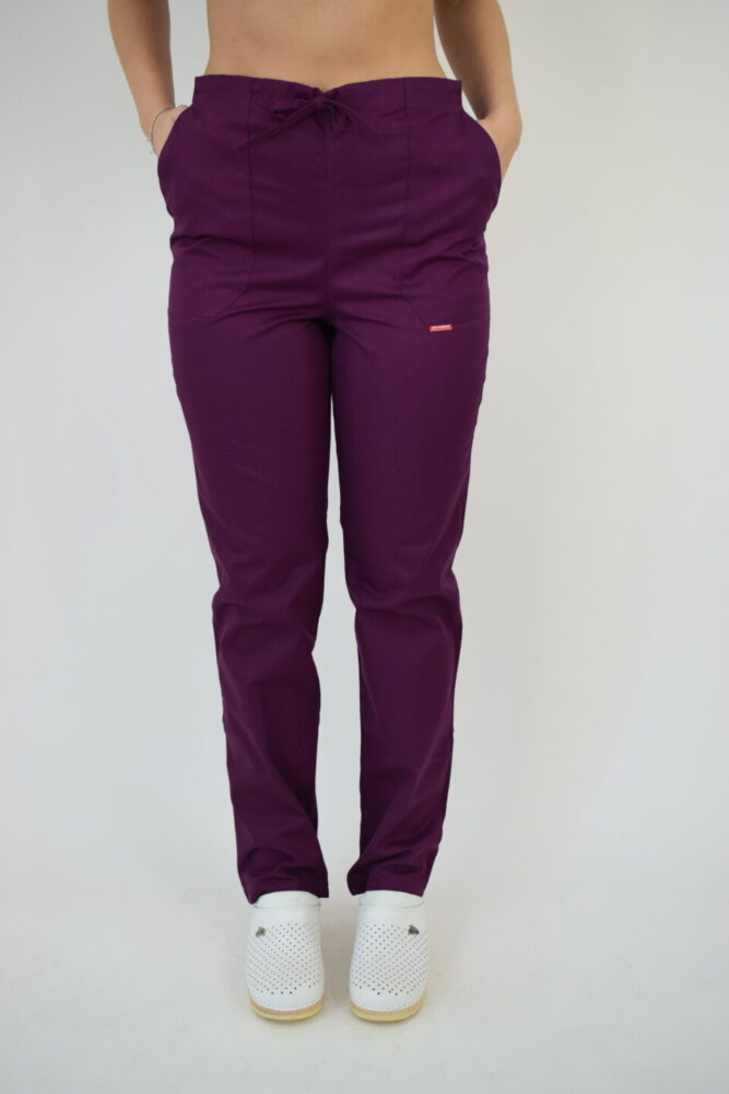 Uniforma Pentru Femei A06 Alb + Violet Cu Pantaloni