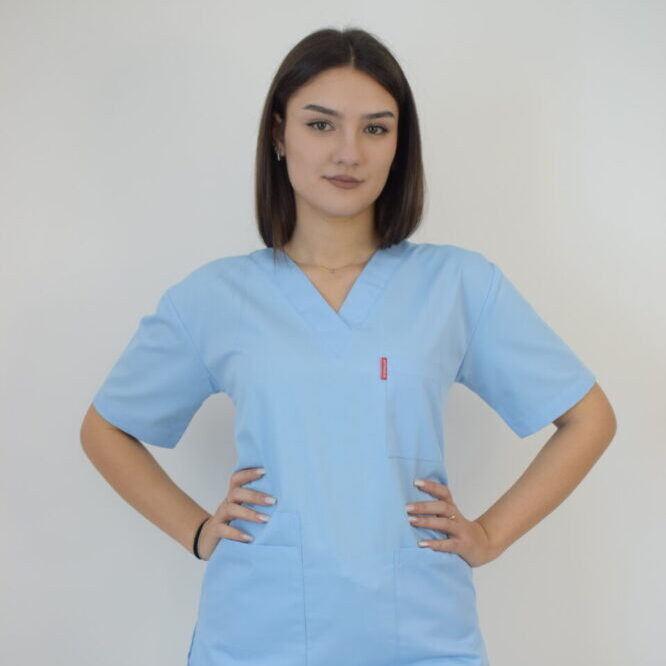 Uniforma Unisex Croiala Simpla Dreapta Bleu Deschis