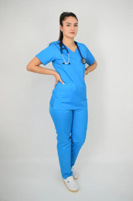 Uniforma Pentru Femei D06 Turcoaz Cu Pantaloni