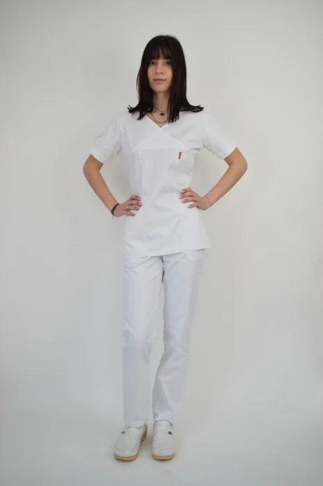 Uniforma Pentru Femei D06 Alb Cu Pantaloni
