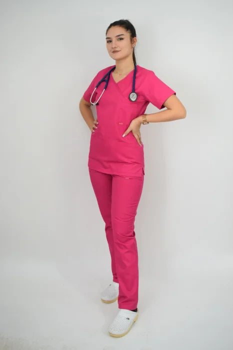 Uniforma Pentru Femei D06 Roz Cu Pantaloni