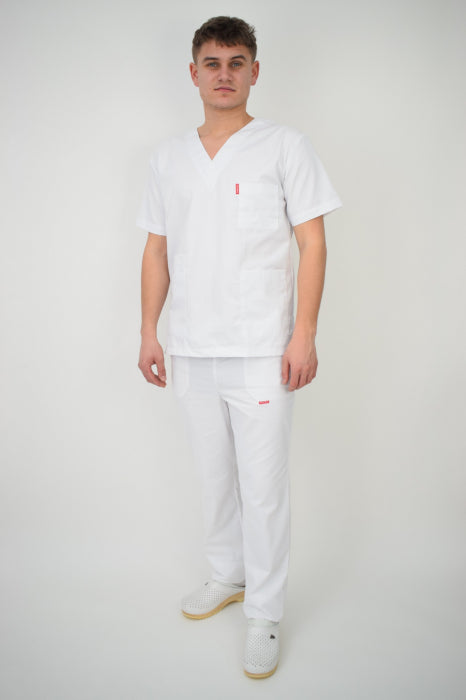 Uniforma Unisex Croiala Simpla Dreapta Alba