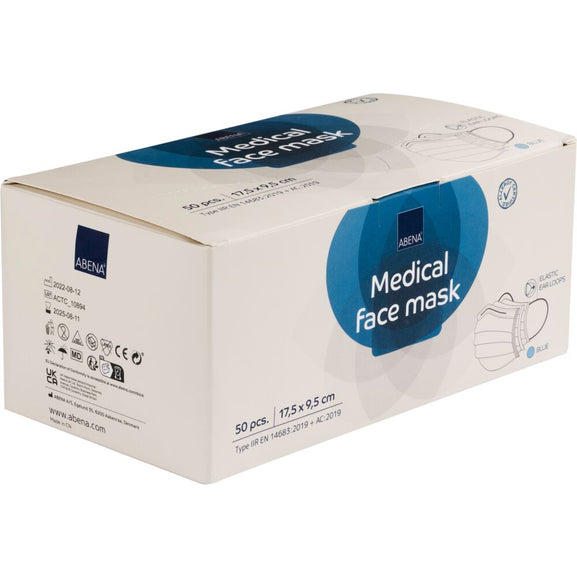 ABENA Excellent Mască Medicala De Protectie Tip IIR Cu 3 pliuri 50 buc