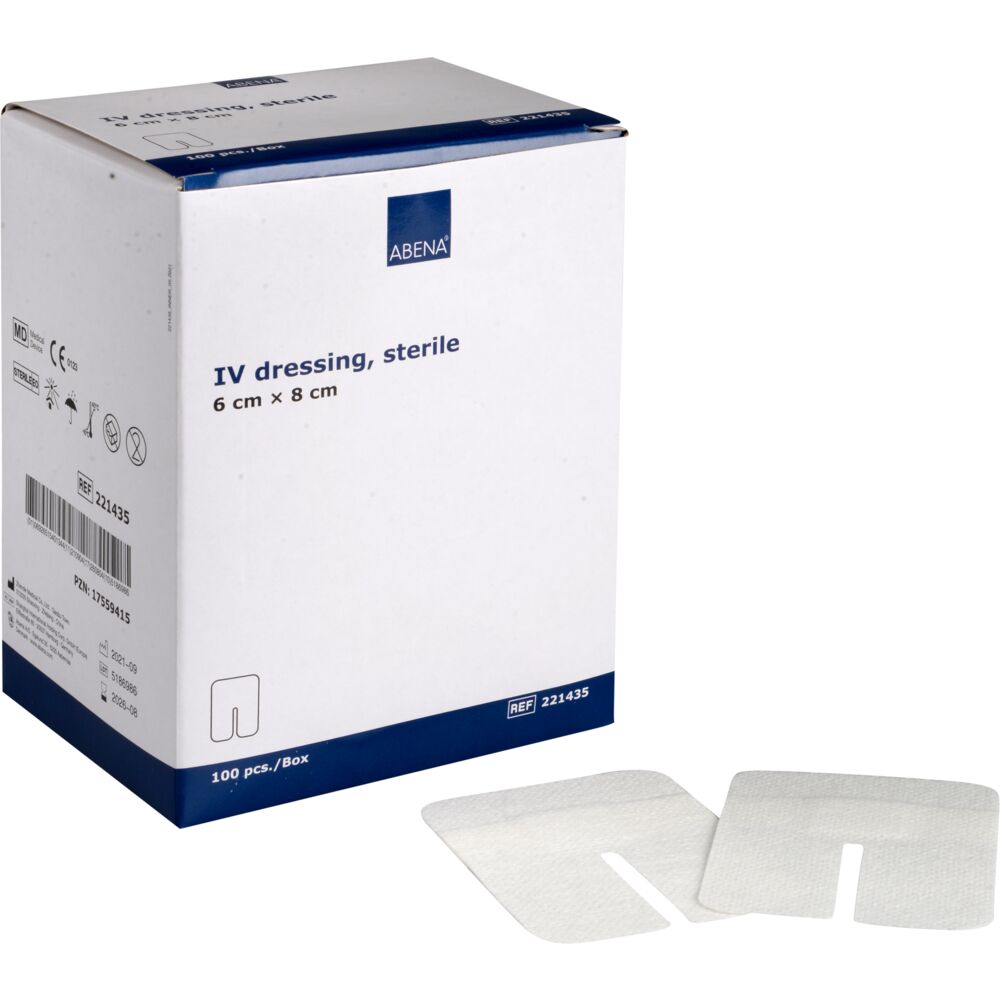 ABENA I.V.  Plasturi Sterili Din Material Netesut Pentru Branule 8x6 cm Fără Latex 100 Buc