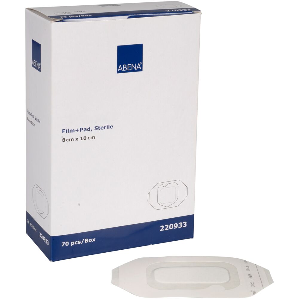 ABENA FILM Plasture Steril Transparent Antibacterian Impermeabil Cu Pad Absorbant 10x8 cm 70 Buc