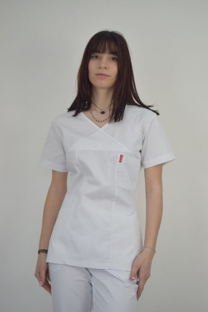 Uniforma Pentru Femei D06 Alb Cu Pantaloni
