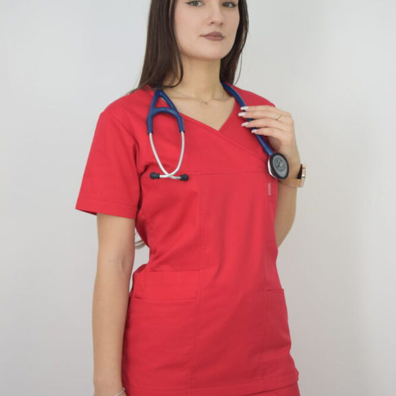Uniforma Pentru Femei D06 Rosu Cu Pantaloni