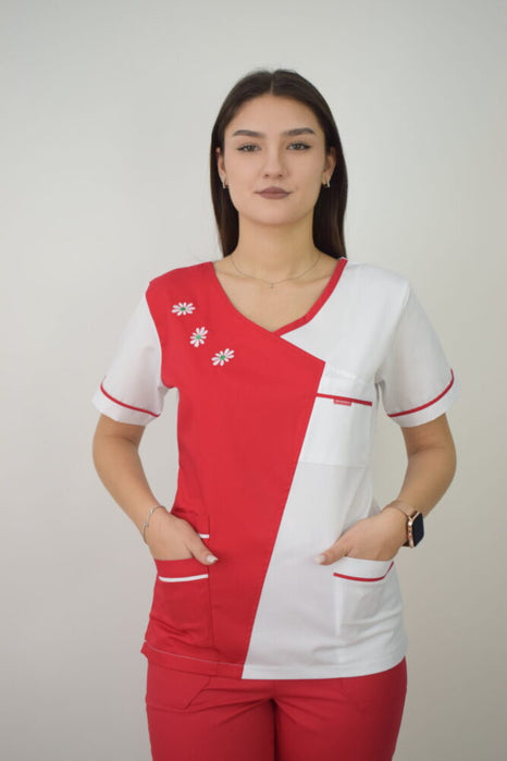Uniforma Pentru Femei Model A02BC Rosu Cu Pantaloni Rosii