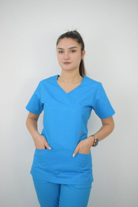 Uniforma Pentru Femei D06 Turcoaz Cu Pantaloni