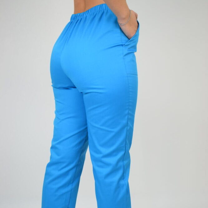 Uniforma Pentru Femei A02 Alb + Turcoaz Cu Pantaloni