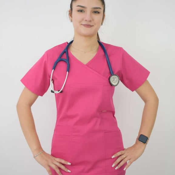 Uniforma Pentru Femei D06 Roz Cu Pantaloni