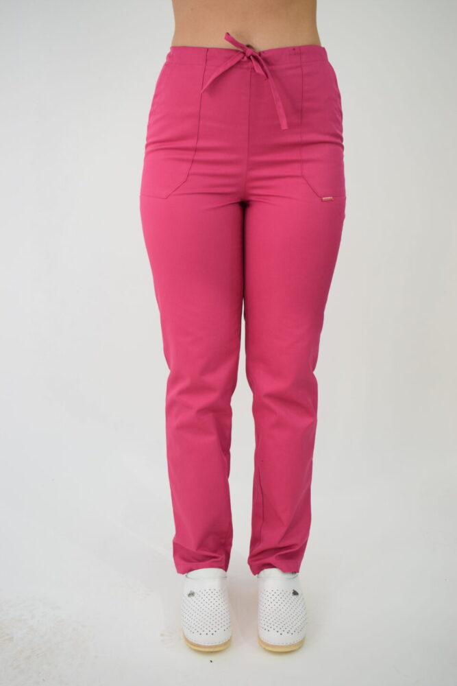 Uniforma Pentru Femei A06 Alb + Roz Cu Pantaloni