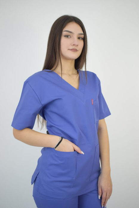 Uniforma Unisex Croiala Simpla Dreapta Mov Inchis