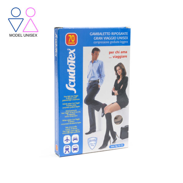 Ciorapi Compresivi Unisex 14-17mmHg Scudotex 481 100DEN Pana La Genunchi Pentru Calatorie