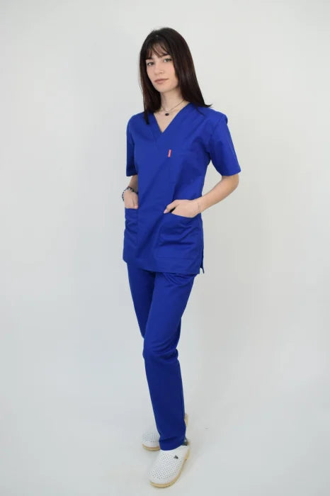 Uniforma Unisex Croiala Simpla Dreapta Albastra