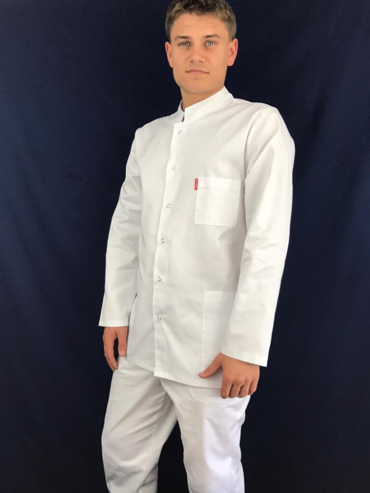 Halat De Barbti Scurt Cu Maneca Lunga Alb C03SML