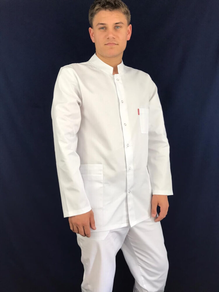 Halat De Barbti Scurt Cu Maneca Lunga Alb C03SML