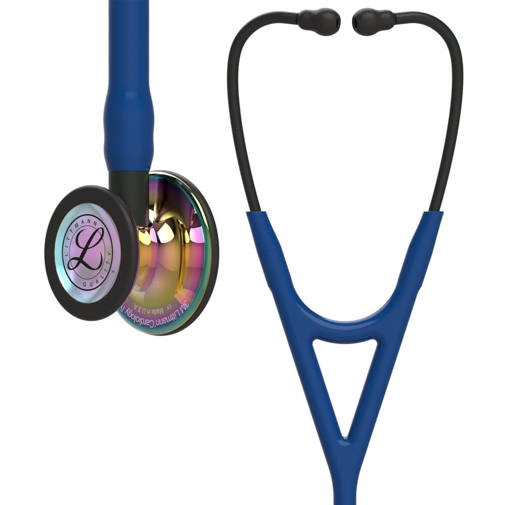 Stetoscop 3M™ Littmann® Cardiology IV Bleumarin/Negru Si Capsula Curcubeu (Navy Blue/Black/High-Polish Rainbow)
