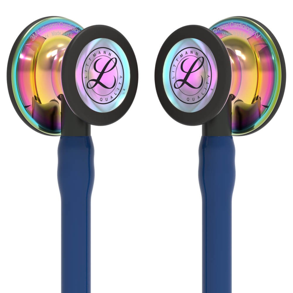Stetoscop 3M™ Littmann® Cardiology IV Bleumarin/Negru Si Capsula Curcubeu (Navy Blue/Black/High-Polish Rainbow)