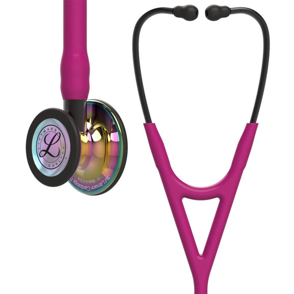 Stetoscop 3M™ Littmann® Cardiology IV Roz Inchis/Fumuriu Si Capsula Curcubeu (Raspberry/Smoke/High-Polish Rainbow)