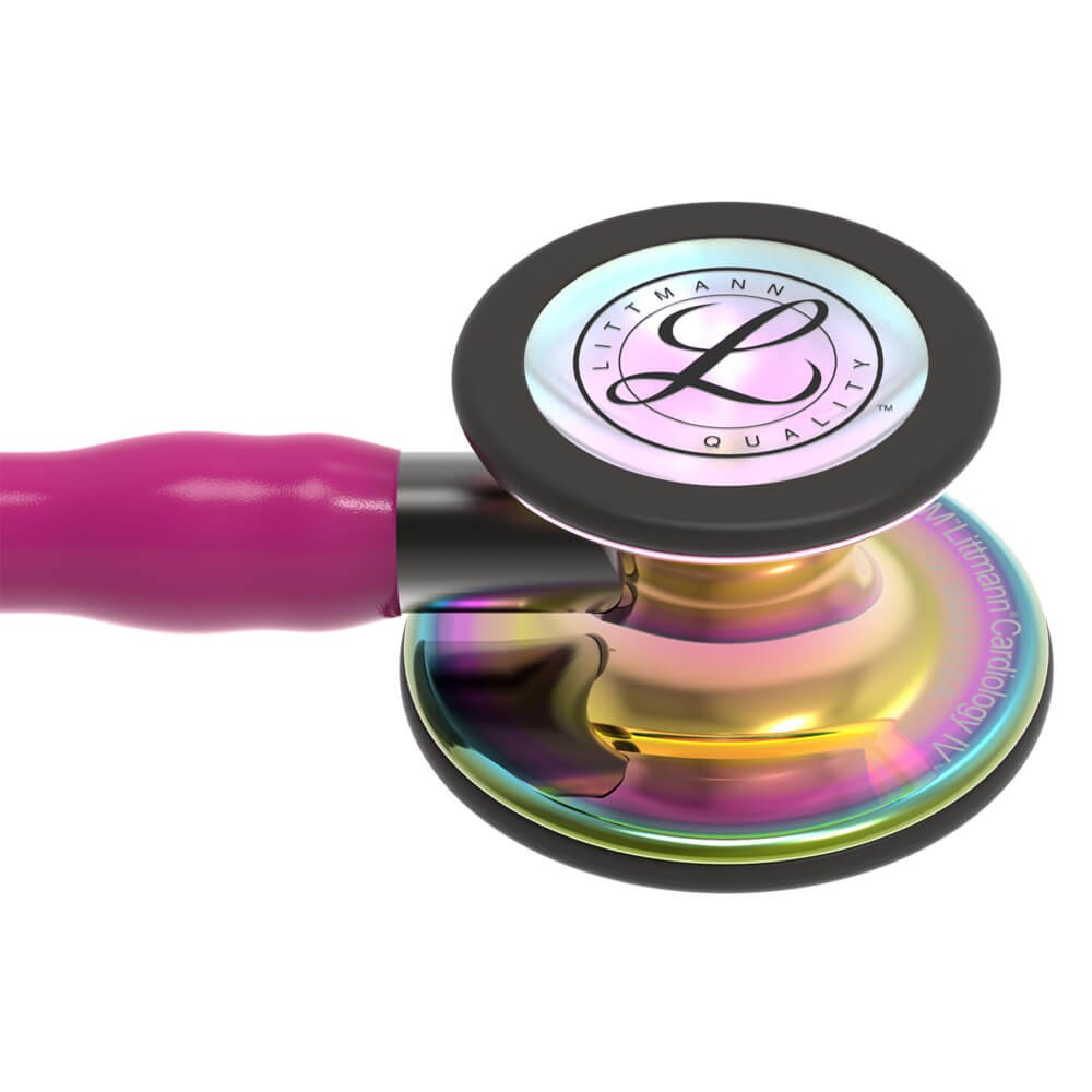 Stetoscop 3M™ Littmann® Cardiology IV Roz Inchis/Fumuriu Si Capsula Curcubeu (Raspberry/Smoke/High-Polish Rainbow)