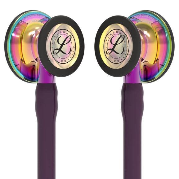 Stetoscop 3M™ Littmann® Cardiology IV Violet/Negru Si Capsula Curcubeu (Plum/Violet/Black/High-Polish Rainbow)