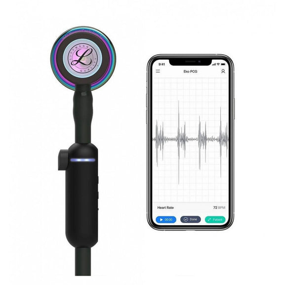 Stetoscop Electronic 3M™ Littmann® CORE Digital Negru Si Capsula Curcubeu (Black/High-Polish Rainbow)