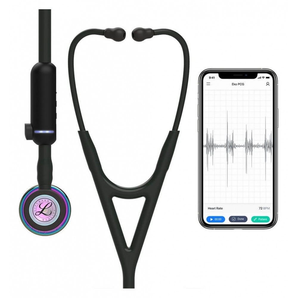 Stetoscop Electronic 3M™ Littmann® CORE Digital Negru Si Capsula Curcubeu (Black/High-Polish Rainbow)
